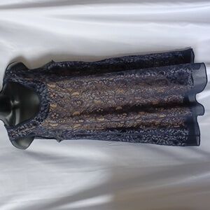 Simply Vera Wang Black Lace shift Dress Medium w/nude lining